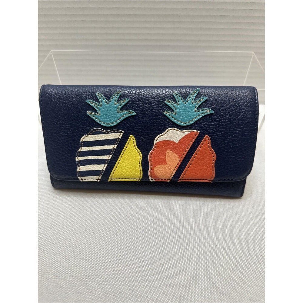Relic Vintage Trifold Leather Navy‎ Pineapple Design Wallet